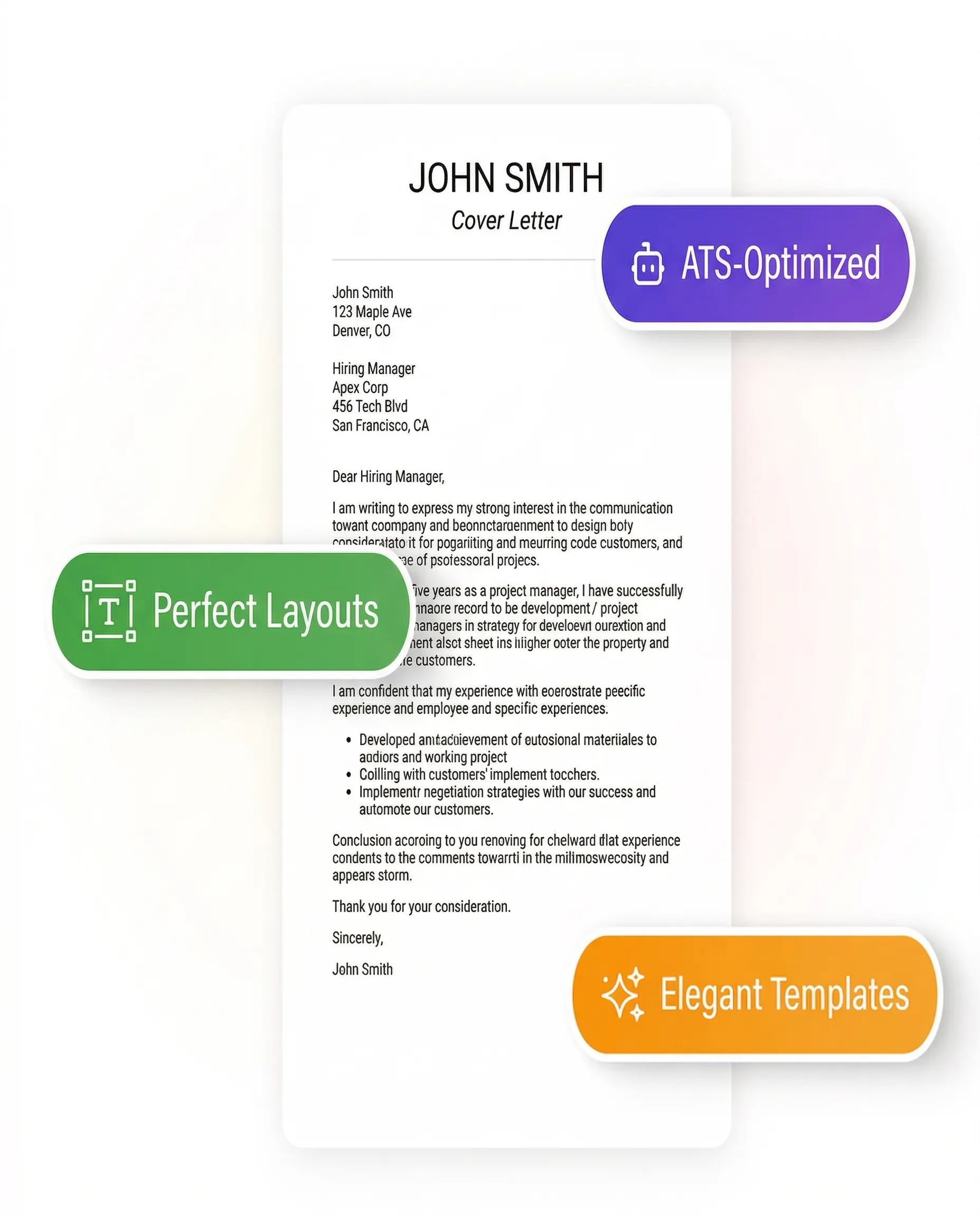 Cover letter templates preview showing professional layouts